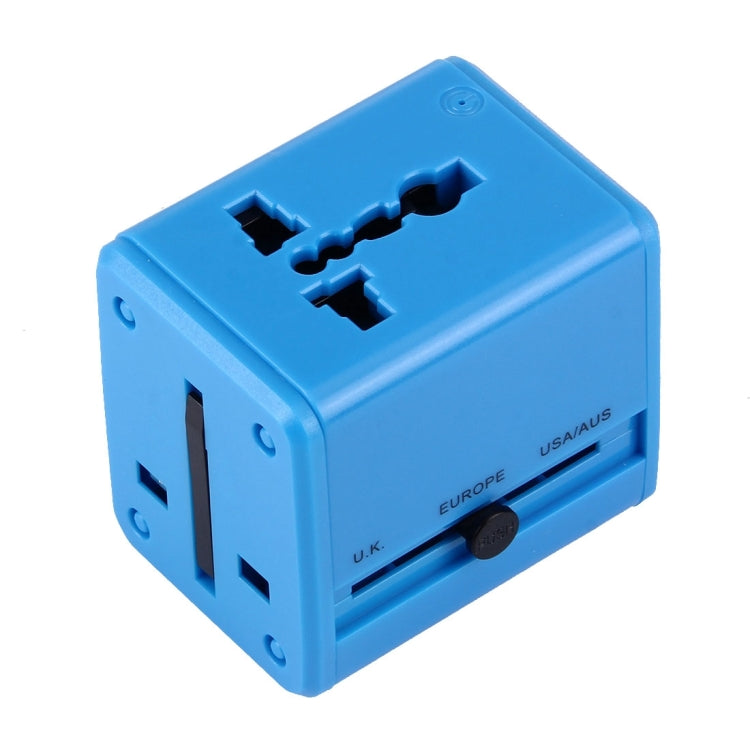 World-Wide Universal Travel Concealable Plugs Adapter with & Built-in Dual USB Ports Charger for US, UK, AU, EU(Blue) - Consumer Electronics by buy2fix | Online Shopping UK | buy2fix