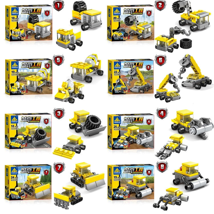 KAZI 16 in 1 Sets DIY Construction Engineering Vehicles Excavator Model Building Blocks Compatible City Construction Bricks Toys, Age Range: 6 Years Old Above - Building Blocks by buy2fix | Online Shopping UK | buy2fix