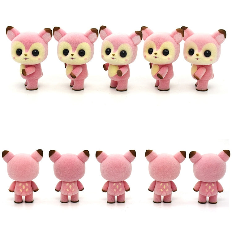 Little Cute PVC Flocking Animal Deer Dolls Birthday Gift Kids Toy, Size: 5*3.5*7cm(Pink) - Soft Toys by buy2fix | Online Shopping UK | buy2fix
