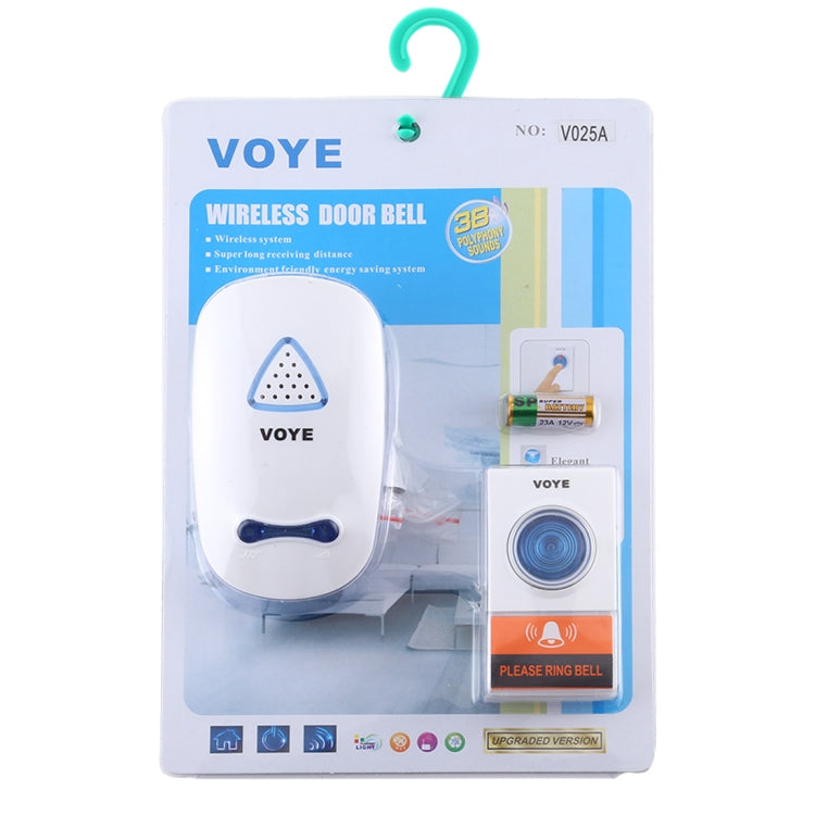 VOYE V025A Home Music Remote Control Wireless Doorbell with 38 Polyphony Sounds, US Plug (White) - Security by VOYE | Online Shopping UK | buy2fix