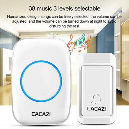 CACAZI A10G One Button One Receivers Self-Powered Wireless Home Cordless Bell, US Plug(Black) - Wireless Doorbell by CACAZI | Online Shopping UK | buy2fix