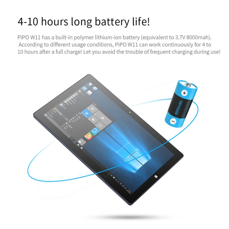 PiPO W11 2 in 1 Tablet PC, 11.6 inch, 8GB+128GB+128GB SSD, Windows 10 System, Intel Gemini Lake N4120 Quad Core Up to 2.6GHz, with Keyboard & Stylus Pen, Support Dual Band WiFi & Bluetooth & Micro SD Card - PiPO by PiPo | Online Shopping UK | buy2fix