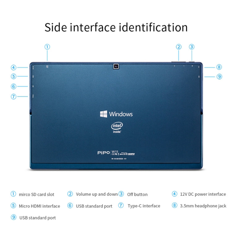 PiPO W11 2 in 1 Tablet PC, 11.6 inch, 8GB+128GB+128GB SSD, Windows 10 System, Intel Gemini Lake N4120 Quad Core Up to 2.6GHz, with Keyboard & Stylus Pen, Support Dual Band WiFi & Bluetooth & Micro SD Card - PiPO by PiPo | Online Shopping UK | buy2fix