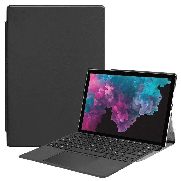 Custer Texture Horizontal Flip PU Leather Case for Microsoft Surface Pro 4 / 5 / 6 / 7 12.3 inch, with Holder & Pen Slot(Black) - Mobile Accessories by buy2fix | Online Shopping UK | buy2fix