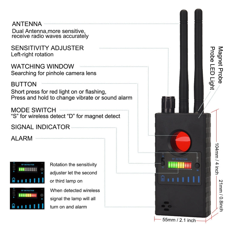 G528 Wireless Signal Detector - Security by buy2fix | Online Shopping UK | buy2fix